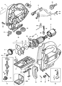 Page A Diagram and Parts List for Type 1 Black and Decker Jig Saw